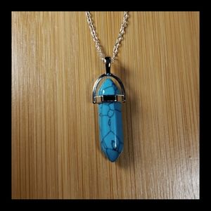 Turquoise Crystal Pendant & SS Chain